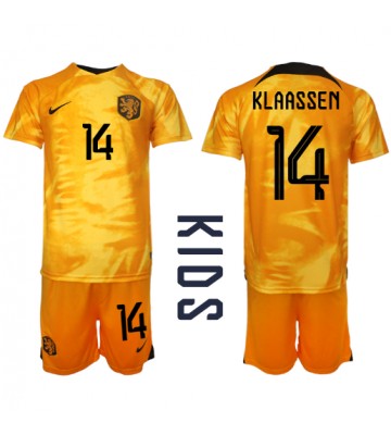 Netherlands Davy Klaassen #14 Replica Home Stadium Kit for Kids World Cup 2022 Short Sleeve (+ pants)